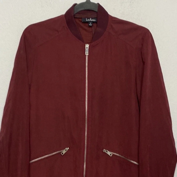 Lulu’s Burgundy Rio Grande Longline Bomber Jacket Size Small - Picture 5 of 9